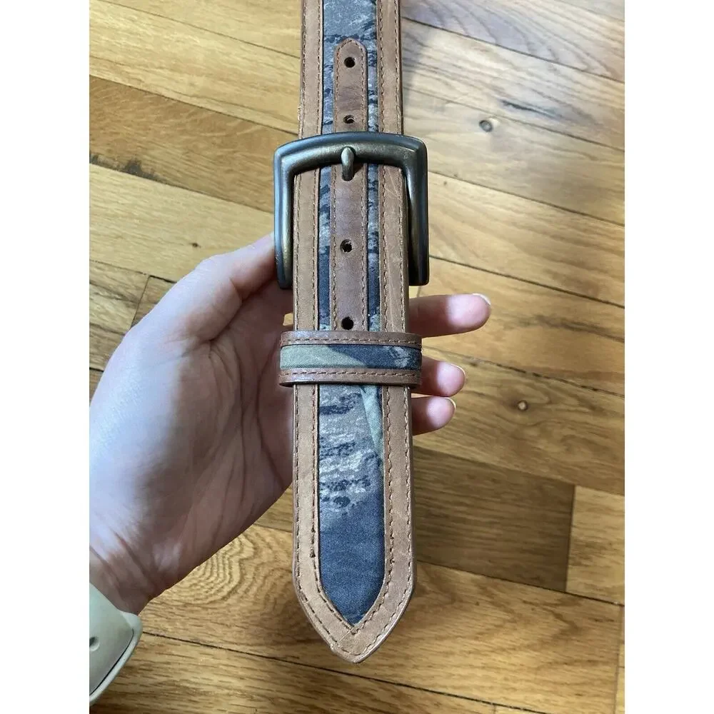 Nocona Mens Brown Leather Belt with Camo Center Inlay N24362222